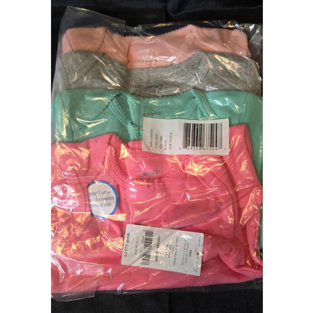 Lot of 5 Carter's Girls 18 Month 1 Pc Bodysuits NEW